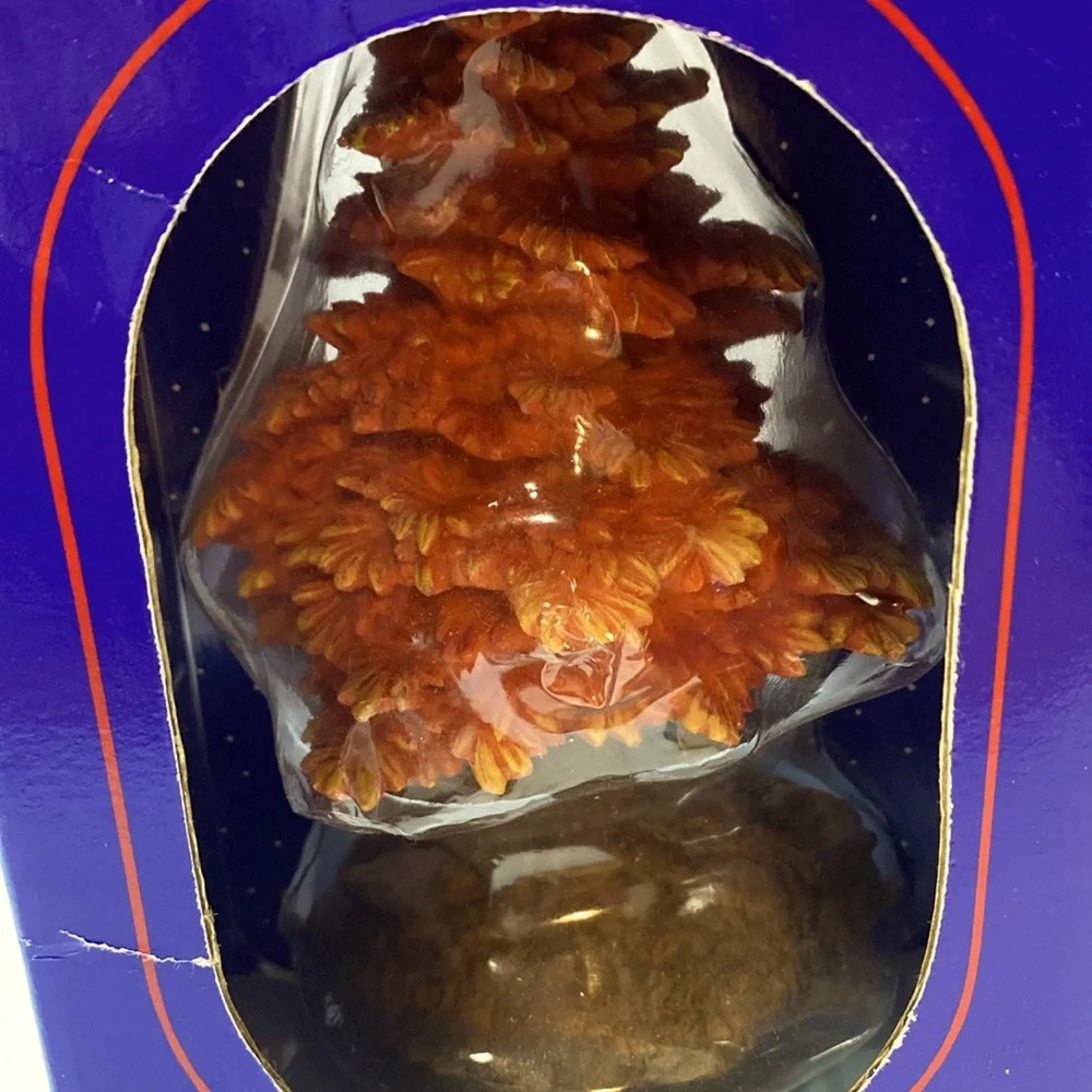 NIB Vintage Hand Painted Holiday Time Red Orange Maple Tree Home